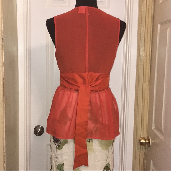 🍂🍁 Fall Vintage H&M Orange Chiffon Embellished Top Sz 6 - Picture 4 of 8